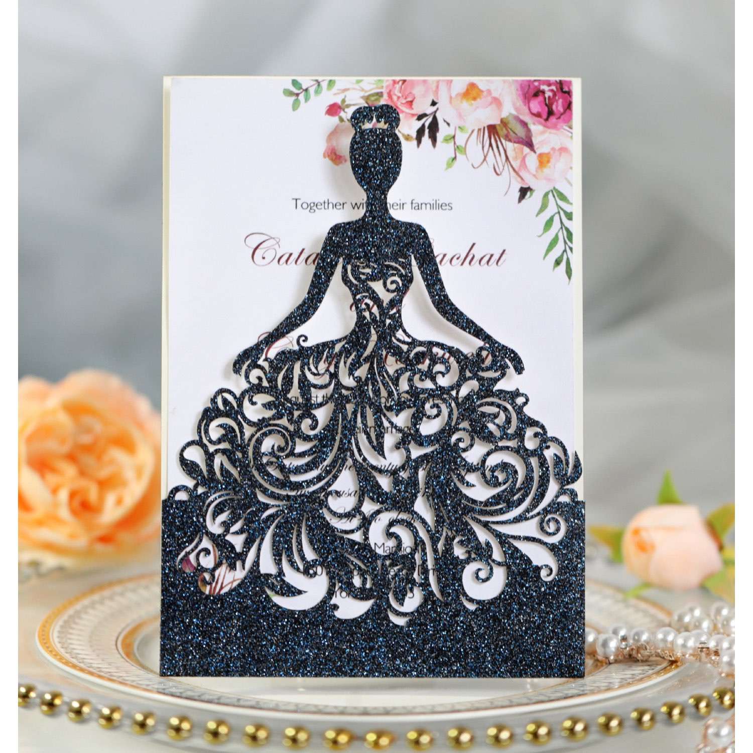 Laser Cut Wedding Invitation Card Valentine's Day Beautiful Girl